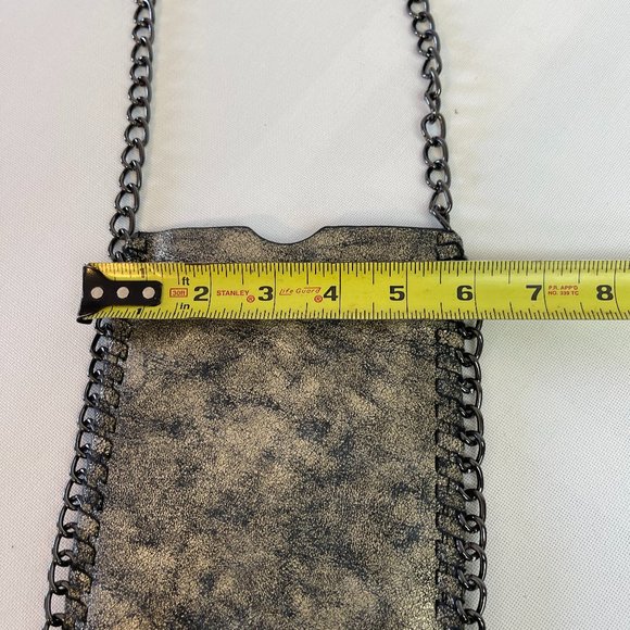 Black & Golf leather Crossbody Bag With Chain Strap - Picture 4 of 7